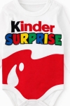 Бебешко боди дълъг ръкав Kinder Surprise, бял цвят