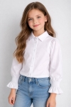Детска риза за момиче, бял цвят