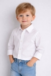 Детска риза за момче с дълъг ръкав, бял цвят