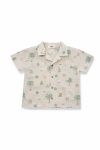 Детска риза за момче с къс ръкав, бежов цвят 