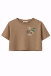 Детска тениска за момиче, кафяв цвят