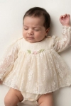 Бебешка боди рокля, цвят екрю