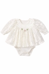 Бебешка боди рокля, цвят екрю