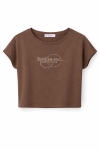 Детска тениска за момиче, кафяв цвят