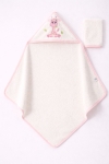 Бебешка хавлия за баня с тривка, розов цвят