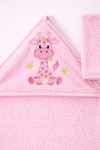 Бебешка хавлия за баня с тривка, розов цвят