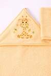 Бебешка хавлия за баня с тривка, жълт цвят