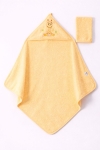 Бебешка хавлия за баня с тривка, жълт цвят