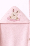Бебешка хавлия за баня с тривка, розов цвят