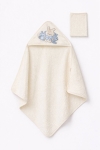 Бебешка хавлия за баня с тривка, цвят екрю