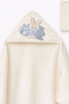 Бебешка хавлия за баня с тривка, цвят екрю