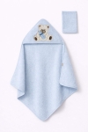 Бебешка хавлия за баня с тривка, син цвят 