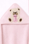 Бебешка хавлия за баня с тривка, розов цвят