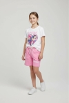 Детски комплект за момиче с къс ръкав, розов цвят