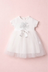 Бебешка рокля с къс ръкав, бял цвят