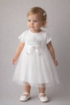 Бебешка рокля с къс ръкав, бял цвят