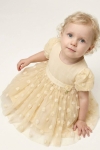 Детски рокля с къс ръкав, бежов цвят
