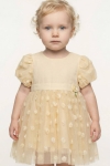 Детски рокля с къс ръкав, бежов цвят