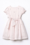 Детска рокля с къс ръкав, светло розов цвят
