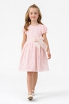 Детска рокля с къс ръкав, светло розов цвят