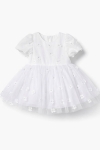 Детска официална рокля с къс ръкав, бял цвят