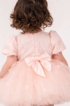 Детска официална рокля с къс ръкав, светло розов цвят  