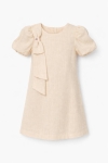Детска рокля с къс ръкав, бежов цвят