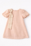Детска рокля с къс ръкав, светло розов цвят 