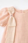 Детска рокля с къс ръкав, светло розов цвят 