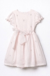 Детска рокля с къс ръкав, светло розов цвят