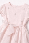Детска рокля с къс ръкав, светло розов цвят