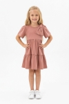 Детска рокля с къс ръкав, кафяв цвят