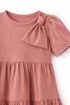 Детска рокля с къс ръкав, кафяв цвят