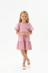 Детска рокля с къс ръкав, розов цвят