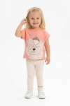 Детски комплект за момиче с къс ръкав, светло розов цвят 