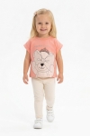 Детски комплект за момиче с къс ръкав, светло розов цвят 