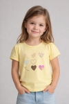 Детска тениска за момиче, жълт цвят