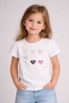 Детска тениска за момиче, цвят екрю  