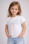 Детска тениска за момиче, бял цвят