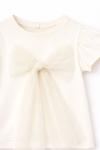 Детска тениска за момиче, цвят екрю