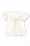 Детска тениска за момиче, цвят екрю
