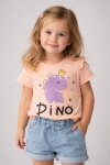 Детска тениска момиче, розов цвят 