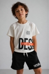  Детски комплект за момче с къс ръкав, бял цвят