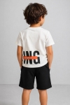  Детски комплект за момче с къс ръкав, бял цвят