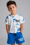 Детски комплект за момче с къс ръкав, син цвят