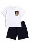 Детски комплект за момче с къс ръкав, бял цвят
