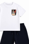 Детски комплект за момче с къс ръкав, бял цвят