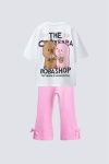 Детски комплект с къс ръкав, розов цвят 