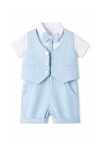 Официален бебешки комплект за момче с къс ръкав, светло син цвят