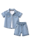Детски комплект за момче с къс ръкав, син цвят